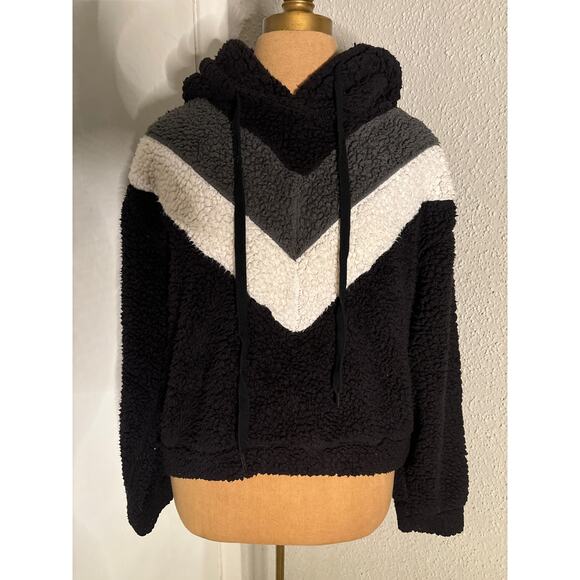 Rewash Chevron Print Pullover Drawstring Hoodie XL Cozycore Boho Comfy Winter - Picture 3 of 8